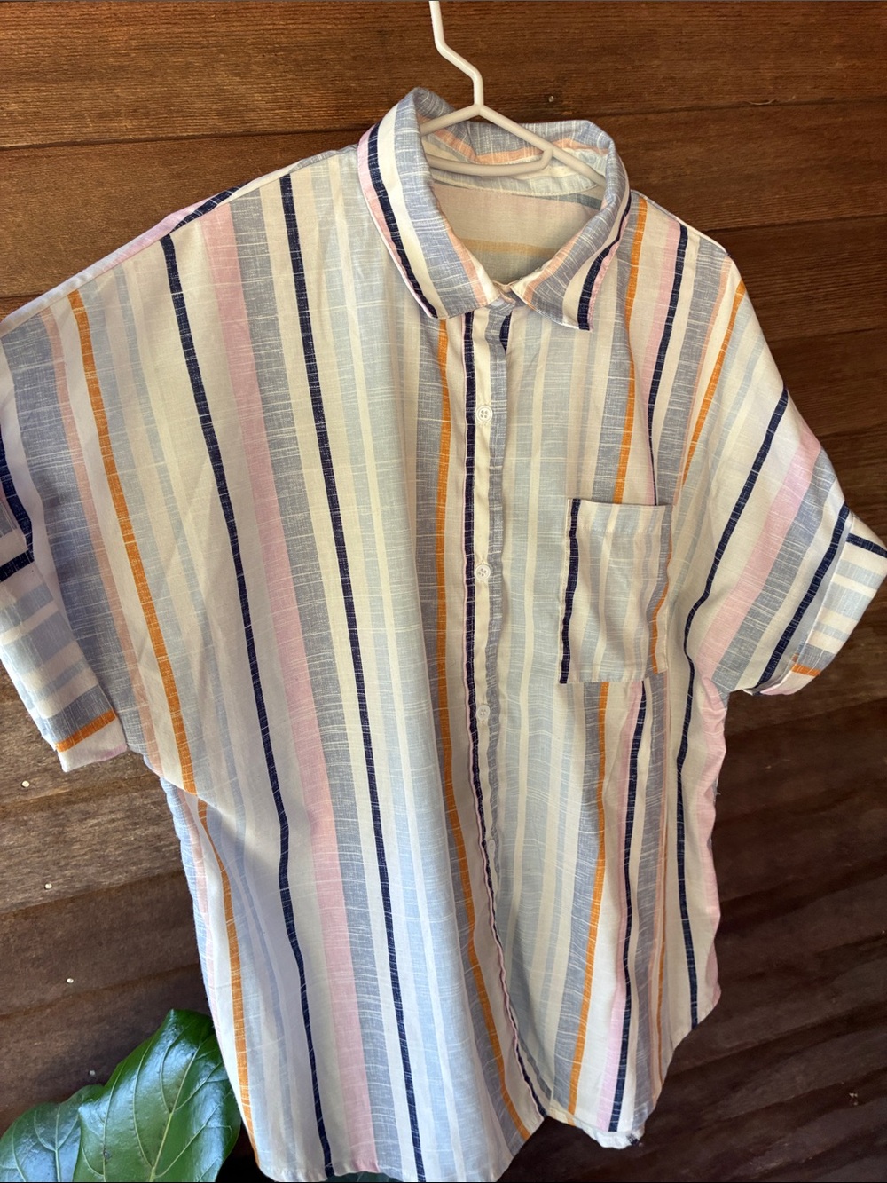Lightweight Multicolor Striped Short-Sleeve Shirt